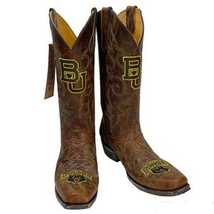 GAMEDAY BOOTS Baylor University Bears Embroidered Cowboy Boots NEW Size 10 Brown